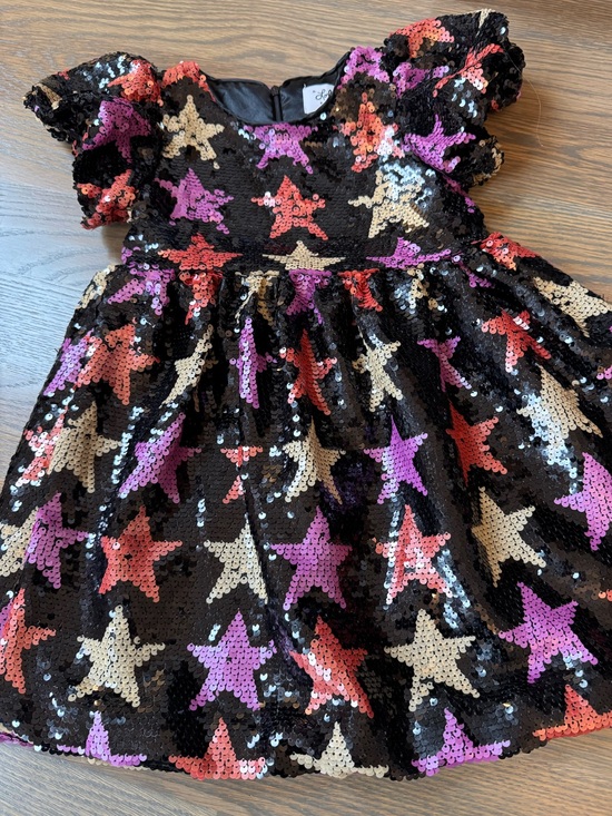 Lola + The Boys Other - Lola + The Boys Black Sequin Dress with Stars - 4T